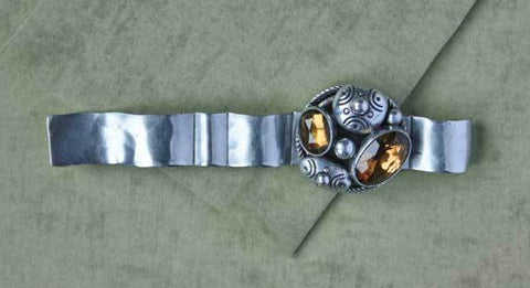 Brosche, 925 Silber mit Halbedelsteinen